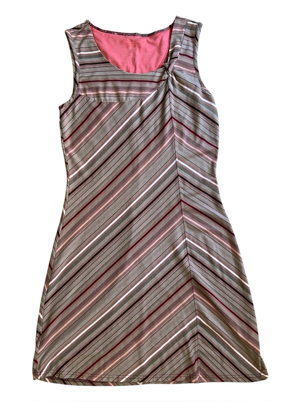 Sleeveless A-Line Dress in Pink and Gray